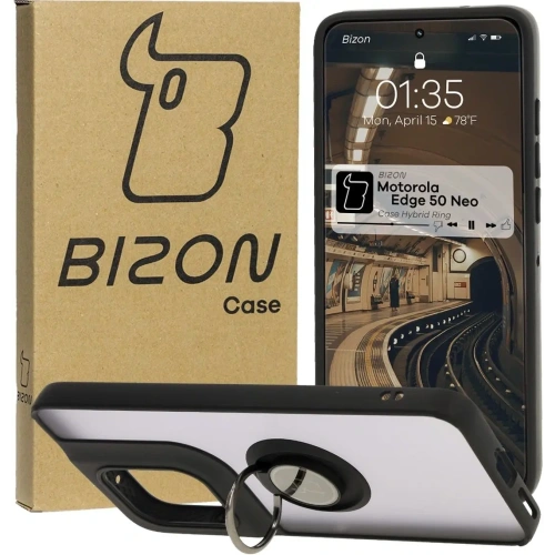 Kup Pouzdro s prstenem na prst Bizon Case Hybrid Ring pro Motorola Edge 50 Neo kouřové s černým rámečkem - BIZ6887 - {ean13} - Sklep Home Screen