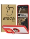 Etui s úchytem na prst Bizon Case Hybrid Ring pro Motorola Edge 50 Neo kouřové s červeným rámečkem.