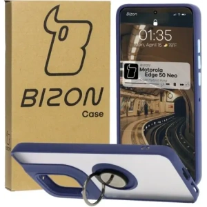 Kup Pouzdro s úchytem na prst Bizon Case Hybrid Ring pro Motorola Edge 50 Neo kouřové s modrým rámečkem - BIZ6889 - {ean13} - Sklep Home Screen