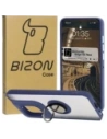 Pouzdro s úchytem na prst Bizon Case Hybrid Ring pro Motorola Edge 50 Neo kouřové s modrým rámečkem