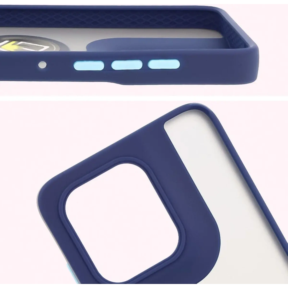 Etui z uchwytem na palec Bizon Case Hybrid Ring do Motorola Edge 50 Neo przydymione z granatową ramką