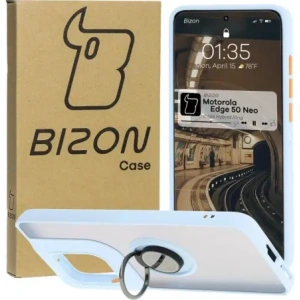 Kup Etui s úchopem na prst Bizon Case Hybrid Ring pro Motorola Edge 50 Neo kouřové s jasně modrým rámem - BIZ6890 - {ean13} - Sklep Home Screen