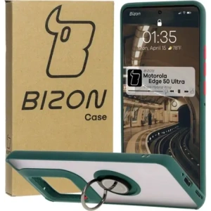 Buy Bizon Case Hybrid Ring Motorola Edge 50 Ultra smoky with a dark green frame - BIZ6892 - {ean13} - Home Screen Store Europe