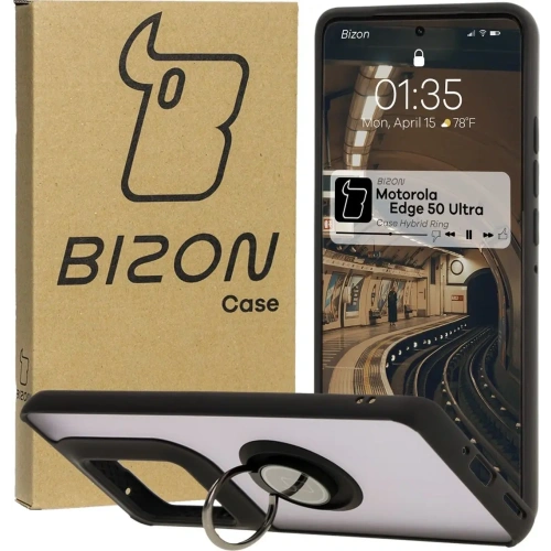 Kup Etui z uchwytem na palec Bizon Case Hybrid Ring do Motorola Edge 50 Ultra kouřové s černým rámem - BIZ6893 - {ean13} - Sklep Home Screen