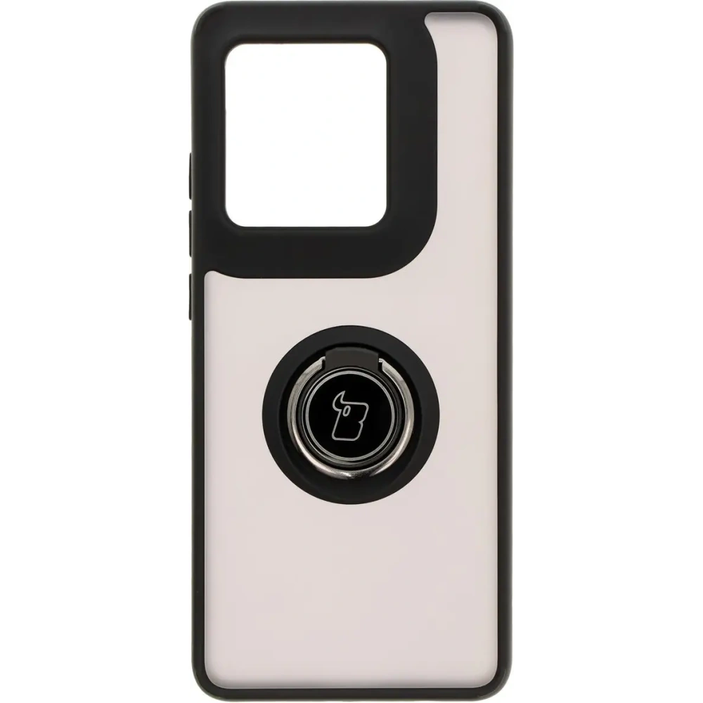 Etui z uchwytem na palec Bizon Case Hybrid Ring do Motorola Edge 50 Ultra przydymione z czarną ramką