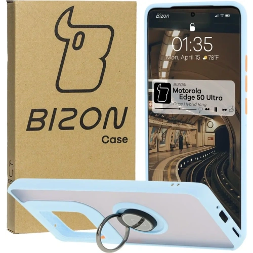 Buy Bizon Case Hybrid Ring Motorola Edge 50 Ultra smoky with a light blue frame - BIZ6896 - {ean13} - Home Screen Store Europe