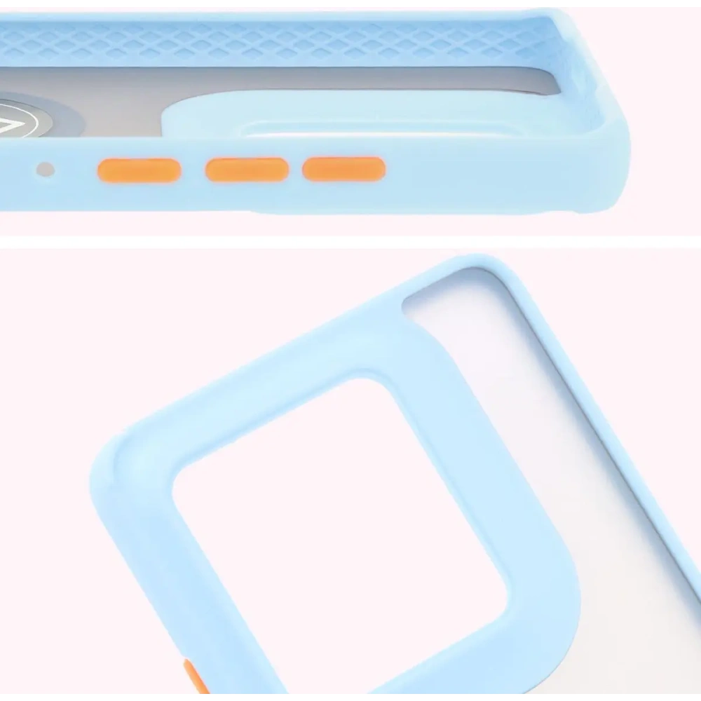 Etui z uchwytem na palec Bizon Case Hybrid Ring do Motorola Edge 50 Ultra przydymione z jasnoniebieską ramką