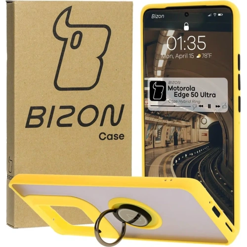 Buy Bizon Case Hybrid Ring Motorola Edge 50 Ultra smoky with a yellow frame - BIZ6897 - {ean13} - Home Screen Store Europe