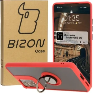 Buy Bizon Case Hybrid Ring Motorola Moto G85 5G smoky with a red frame - BIZ6899 - {ean13} - Home Screen Store Europe