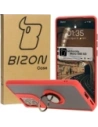 Etui s úchopem na prst Bizon Case Hybrid Ring pro Motorola Moto G85 5G kouřové s červeným rámečkem