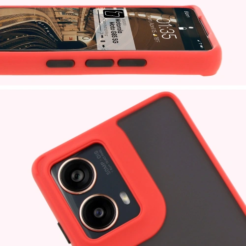 Kup Etui z uchwytem na palec Bizon Case Hybrid Ring do Motorola Moto G85 5G przydymione z czerwoną ramką - BIZ6899 - {ean13} - Sklep Home Screen