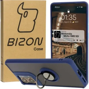 Buy Bizon Case Hybrid Ring Motorola Moto G85 5G smoky with a navy blue frame - BIZ6900 - {ean13} - Home Screen Store Europe