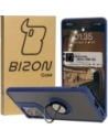 Bizon Case Hybrid Gyűrű Motorola Moto G85 5G füstös színben, tengerészkék kerettel