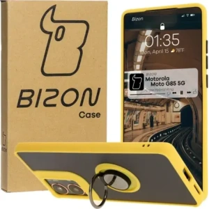 Buy Bizon Case Hybrid Ring Motorola Moto G85 5G smoky with a yellow frame - BIZ6902 - {ean13} - Home Screen Store Europe