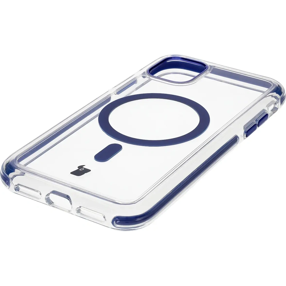 Etui z pierścieniem magnetycznym Bizon Case Marco do Apple iPhone 11 przezroczyste z niebieską ramką
