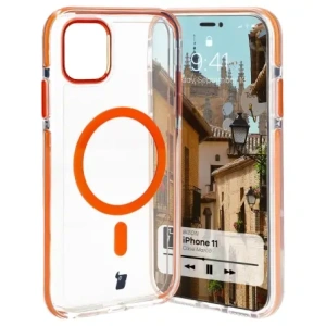 Kup Etui z pierścieniem magnetycznym Bizon Case Marco do Apple iPhone 11 przezroczyste z pomarańczową ramką - BIZ6904 - {ean13} - Sklep Home Screen