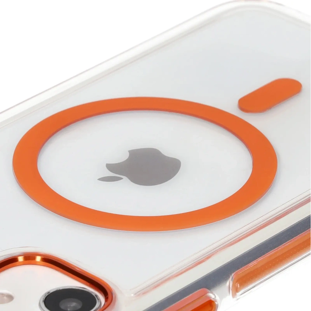 Etui z pierścieniem magnetycznym Bizon Case Marco do Apple iPhone 11 przezroczyste z pomarańczową ramką