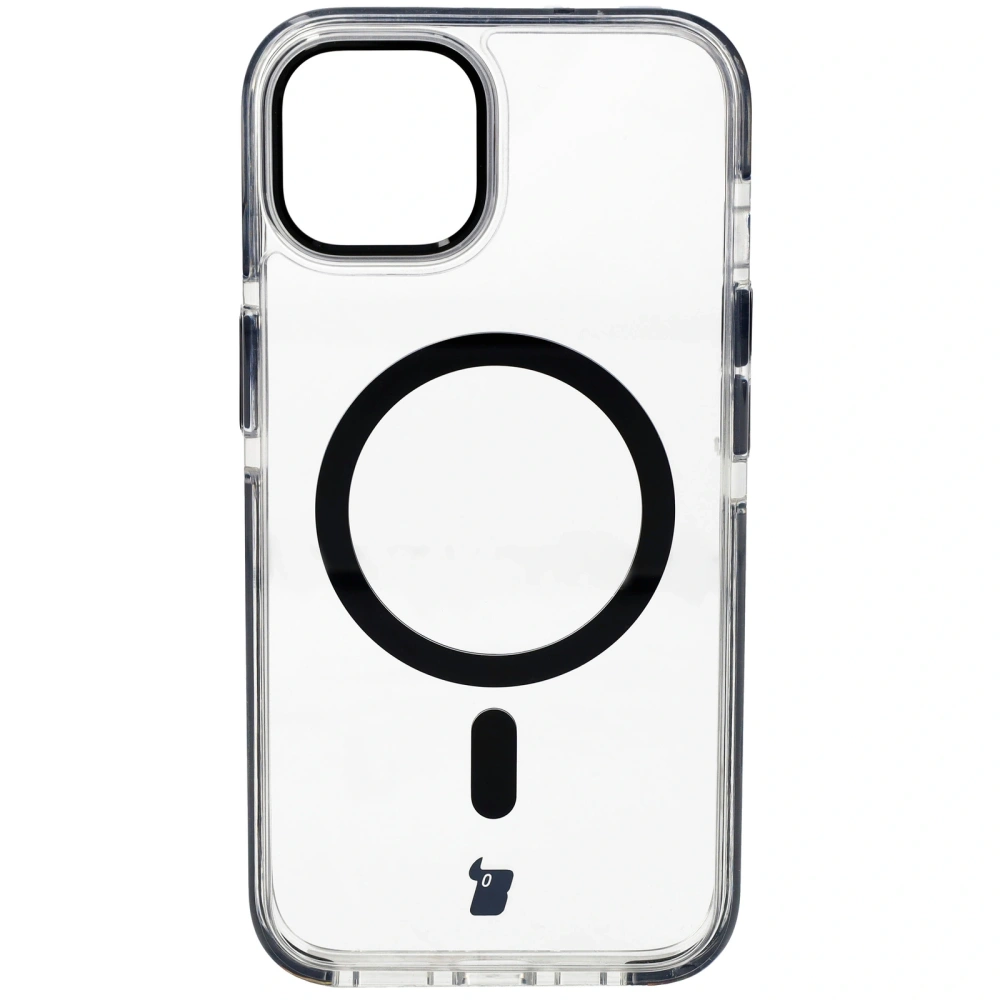 Etui z pierścieniem magnetycznym Bizon Case Marco do Apple iPhone 14 / Apple iPhone 13 przezroczyste z czarną ramką
