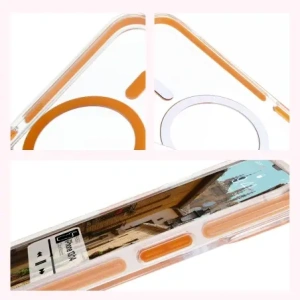 Kup Etui z pierścieniem magnetycznym Bizon Case Marco do Apple iPhone 14 / Apple iPhone 13 przezroczyste z pomarańczową ramką - BIZ6907 - {ean13} - Sklep Home Screen