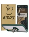 Etui s úchopem na prst Bizon Case Hybrid Ring pro Oppo A60 4G kouřové s tmavě zeleným rámečkem