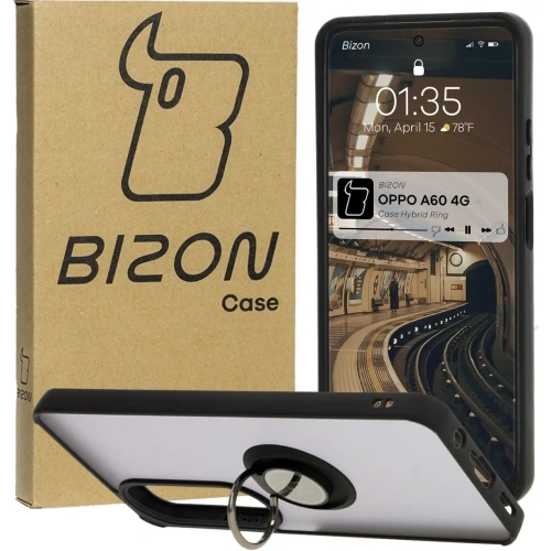 Kup Pouzdro s prstovým držákem Bizon Case Hybrid Ring pro Oppo A60 4G kouřové s černým rámem - BIZ6909 - {ean13} - Sklep Home Screen