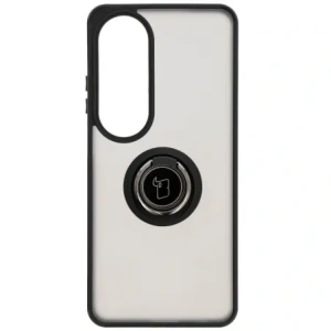 Bizon Case Hybrid Gyűrű Oppo A60 4G füstös fekete kerettel