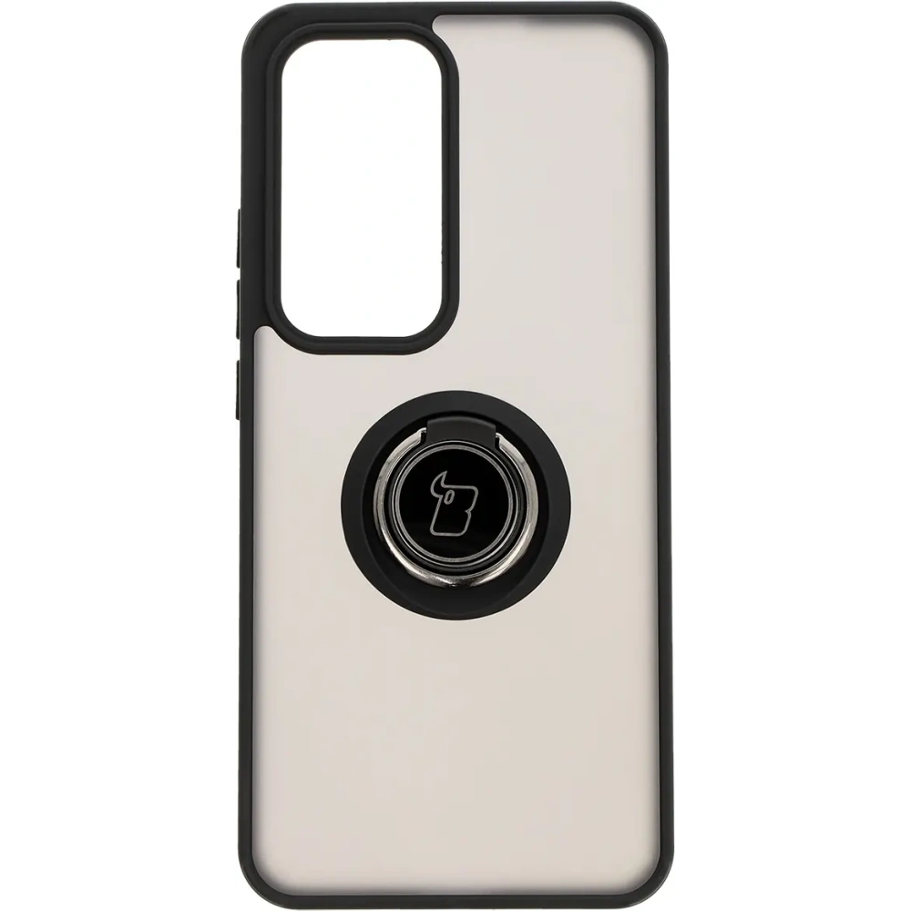 Etui z uchwytem na palec Bizon Case Hybrid Ring do Oppo Reno 12 Pro przydymione z czarną ramką
