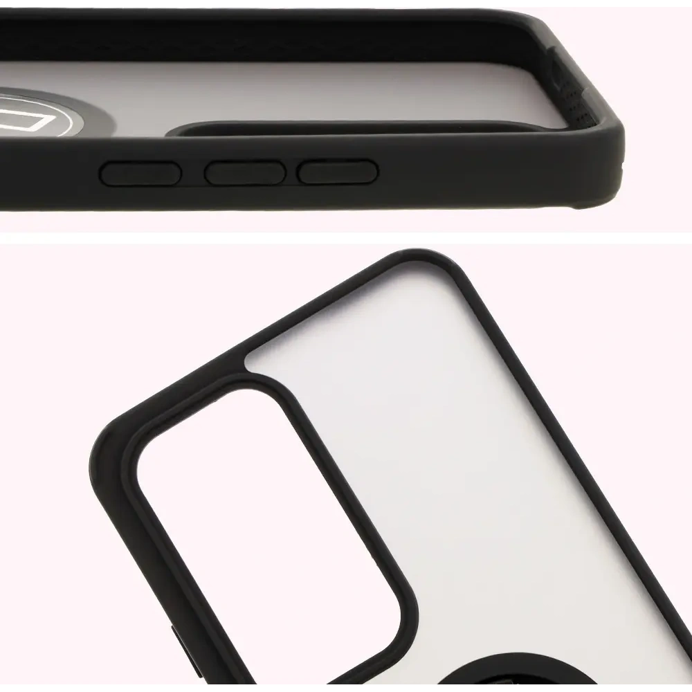 Etui z uchwytem na palec Bizon Case Hybrid Ring do Oppo Reno 12 Pro przydymione z czarną ramką