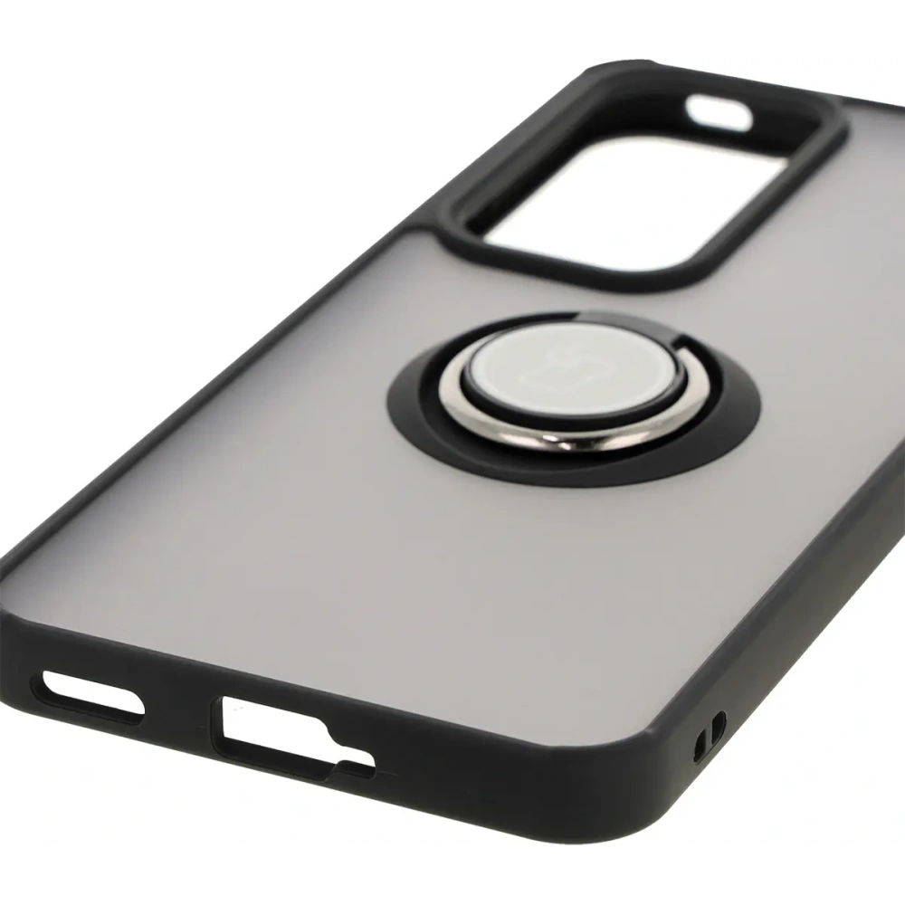 Etui z uchwytem na palec Bizon Case Hybrid Ring do Oppo Reno 12 Pro przydymione z czarną ramką