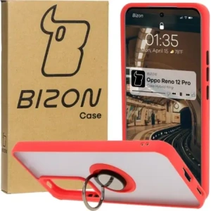 Bizon Case Hybrid Ring Oppo Reno 12 Pro smoky with a red frame