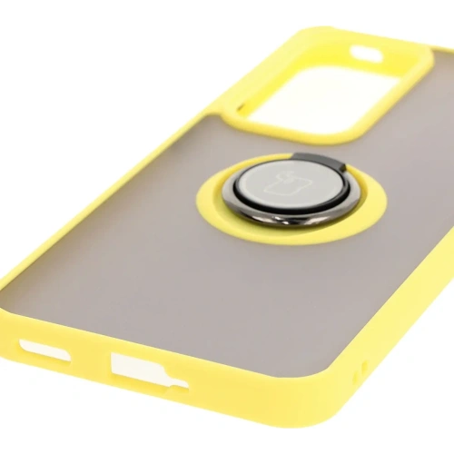 Buy Bizon Case Hybrid Ring Oppo Reno 12 Pro smoky with a yellow frame - BIZ6919 - {ean13} - Home Screen Store Europe