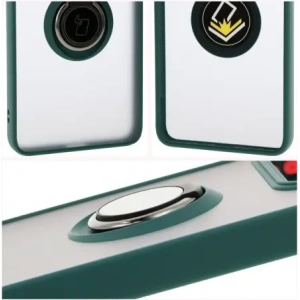 Bizon Case Hybrid Ring Xiaomi 14T Pro rauchig mit einem dunkelgrünen Rahmen