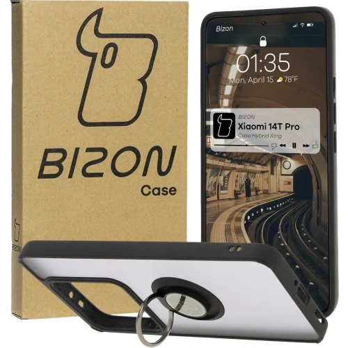 Kup Etui s úchytem na prst Bizon Case Hybrid Ring pro Xiaomi 14T Pro kouřové s černým rámečkem - BIZ6921 - {ean13} - Sklep Home Screen
