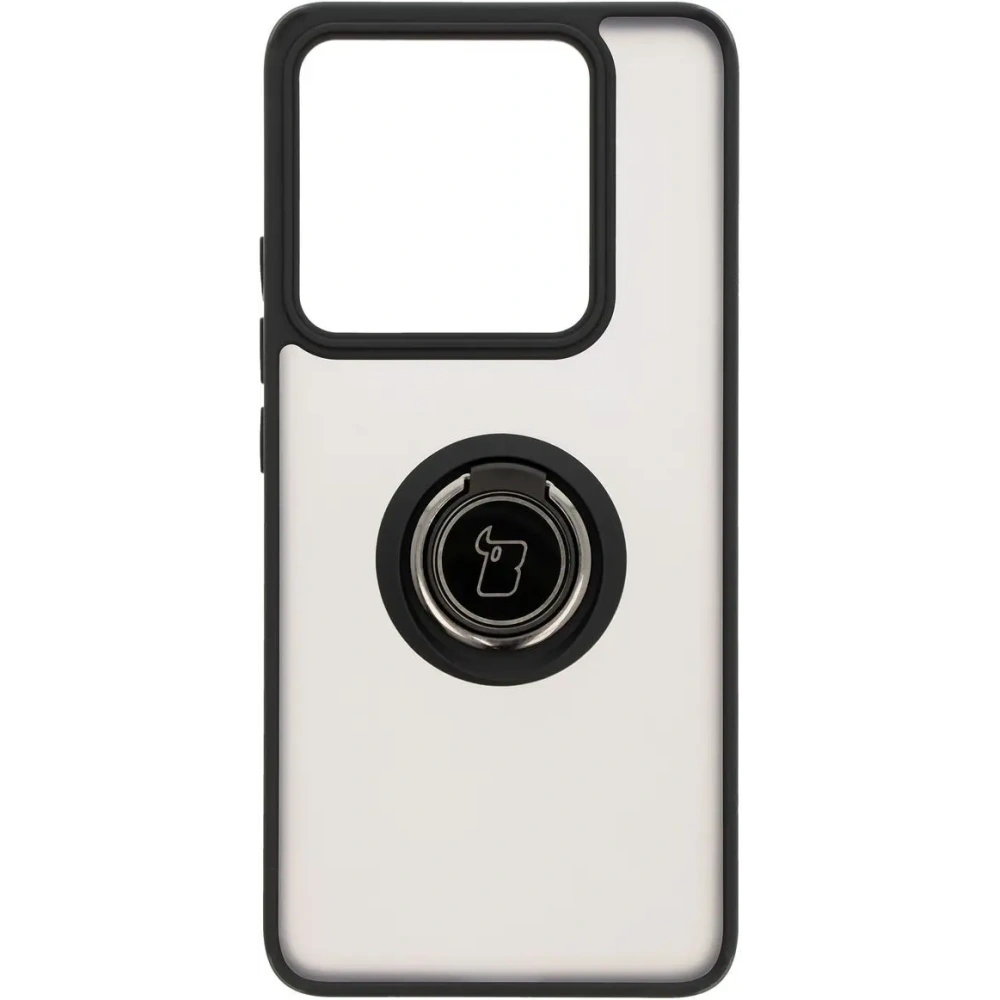 Etui z uchwytem na palec Bizon Case Hybrid Ring do Xiaomi 14T Pro przydymione z czarną ramką