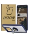 Etui s úchytem na palec Bizon Case Hybrid Ring do Xiaomi 14T Pro kouřové s modrým rámem