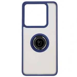 Bizon Case Hybrid Ring Xiaomi 14T Pro rauchig mit einem navyblauen Rahmen