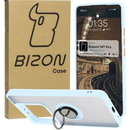 Buy Bison Case Hybrid Ring case with finger holder for Xiaomi 14T Pro, smoked with a light blue frame - BIZ6924 - {ean13} - Home Screen Store Europe
