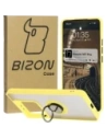 Etui z uchwytem na palec Bizon Case Hybrid Ring do Xiaomi 14T Pro przydymione z żółtą ramką