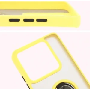 Bizon Case Hybrid Ring Xiaomi 14T Pro fumuriu cu un cadru galben