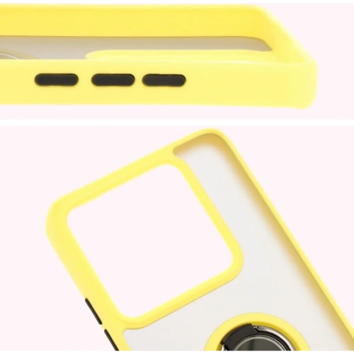 Kup Etui s úchopem na prst Bizon Case Hybrid Ring do Xiaomi 14T Pro kouřové s žlutým rámečkem - BIZ6925 - {ean13} - Sklep Home Screen