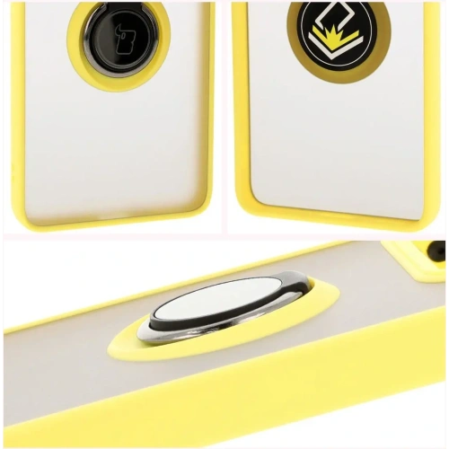 Kup Etui s úchopem na prst Bizon Case Hybrid Ring do Xiaomi 14T Pro kouřové s žlutým rámečkem - BIZ6925 - {ean13} - Sklep Home Screen