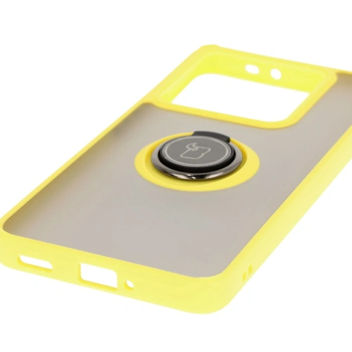 Kup Etui s úchopem na prst Bizon Case Hybrid Ring do Xiaomi 14T Pro kouřové s žlutým rámečkem - BIZ6925 - {ean13} - Sklep Home Screen