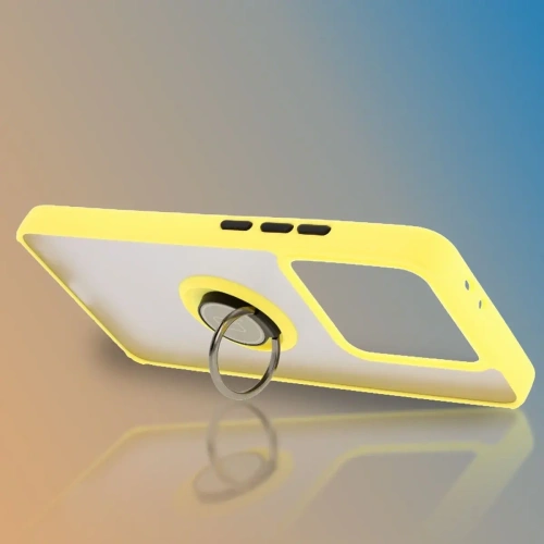 Kup Etui s úchopem na prst Bizon Case Hybrid Ring do Xiaomi 14T Pro kouřové s žlutým rámečkem - BIZ6925 - {ean13} - Sklep Home Screen