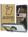 Etui s úchopem na prst Bizon Case Hybrid Ring pro Xiaomi 14T kouřové s tmavě zeleným rámem