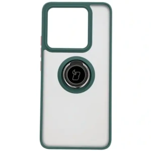 Kup Etui z uchwytem na palec Bizon Case Hybrid Ring do Xiaomi 14T przydymione z ciemnozieloną ramką - BIZ6926 - {ean13} - Sklep Home Screen