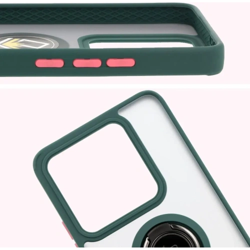 Kup Etui s úchopem na prst Bizon Case Hybrid Ring pro Xiaomi 14T kouřové s tmavě zeleným rámem - BIZ6926 - {ean13} - Sklep Home Screen