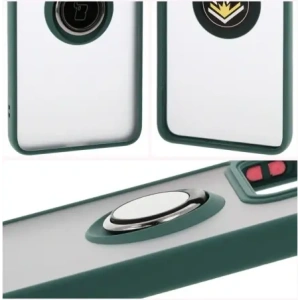 Bizon Case Hybrid Ring Xiaomi 14T fumos cu un cadru verde închis