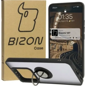 Bizon Case Hybrid Ring Xiaomi 14T rauchig mit einem schwarzen Rahmen