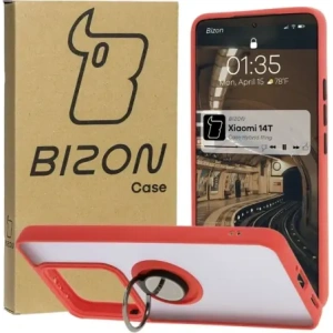 Kup Etui z uchwytem na palec Bizon Case Hybrid Ring do Xiaomi 14T przydymione z czerwoną ramką - BIZ6928 - {ean13} - Sklep Home Screen