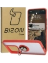 Etui s úchytem na prst Bizon Case Hybrid Ring do Xiaomi 14T kouřové s červeným rámečkem